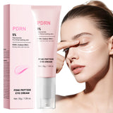 PDRN Eye Cream ögonkräm med förpackning, kvinna lägger på kräm runt ögat